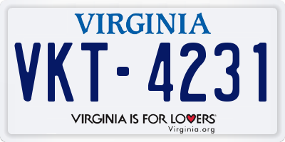 VA license plate VKT4231