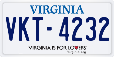 VA license plate VKT4232