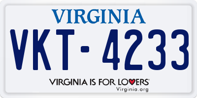 VA license plate VKT4233