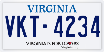 VA license plate VKT4234