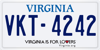 VA license plate VKT4242