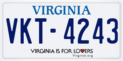 VA license plate VKT4243