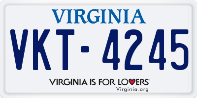 VA license plate VKT4245