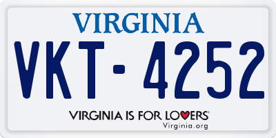 VA license plate VKT4252