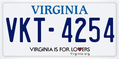 VA license plate VKT4254