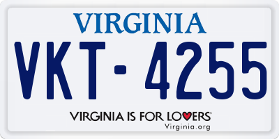 VA license plate VKT4255