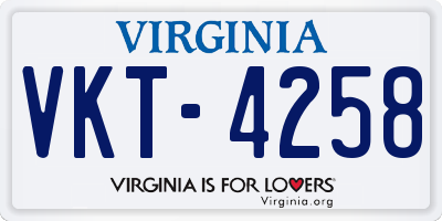 VA license plate VKT4258
