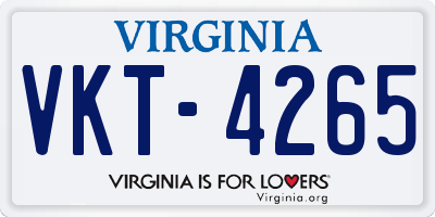 VA license plate VKT4265