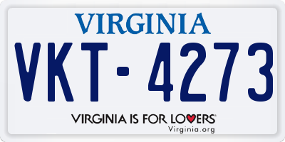 VA license plate VKT4273