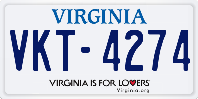 VA license plate VKT4274