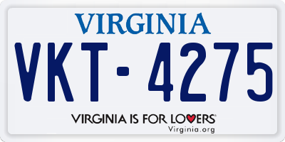 VA license plate VKT4275