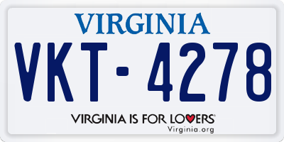 VA license plate VKT4278