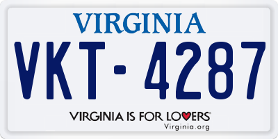 VA license plate VKT4287