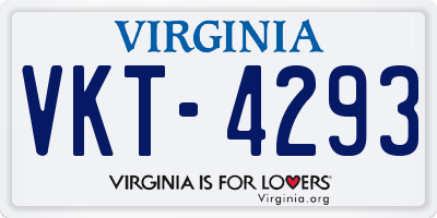 VA license plate VKT4293