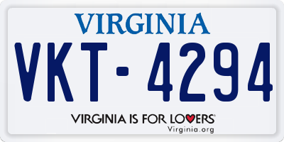 VA license plate VKT4294