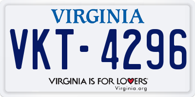 VA license plate VKT4296