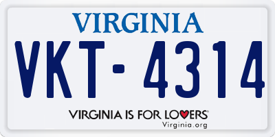 VA license plate VKT4314