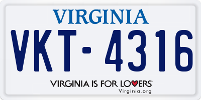 VA license plate VKT4316