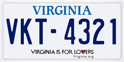VA license plate VKT4321