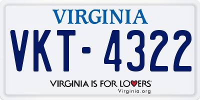 VA license plate VKT4322