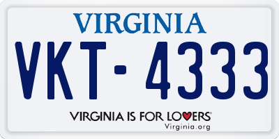 VA license plate VKT4333