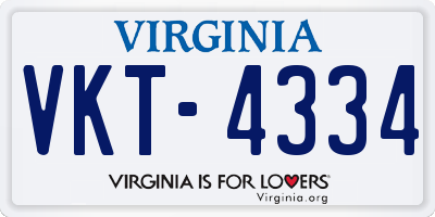 VA license plate VKT4334