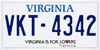 VA license plate VKT4342