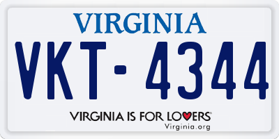 VA license plate VKT4344