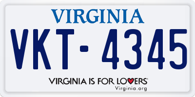 VA license plate VKT4345