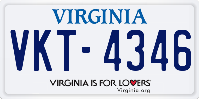 VA license plate VKT4346