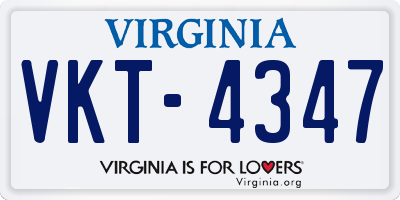 VA license plate VKT4347