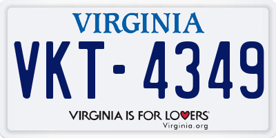 VA license plate VKT4349
