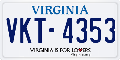 VA license plate VKT4353