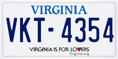 VA license plate VKT4354