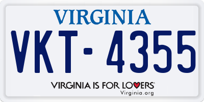 VA license plate VKT4355