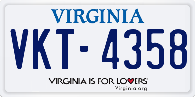 VA license plate VKT4358