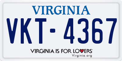 VA license plate VKT4367