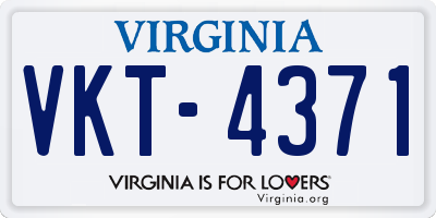 VA license plate VKT4371