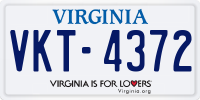 VA license plate VKT4372