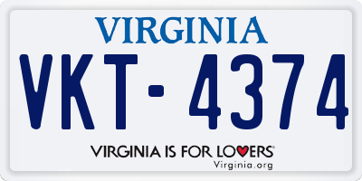 VA license plate VKT4374