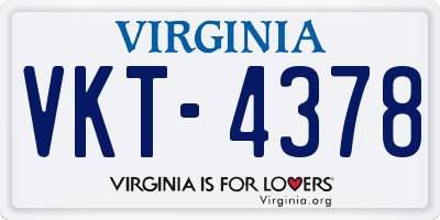 VA license plate VKT4378