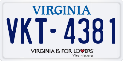 VA license plate VKT4381