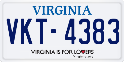 VA license plate VKT4383