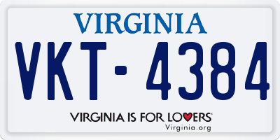 VA license plate VKT4384