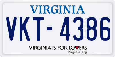 VA license plate VKT4386