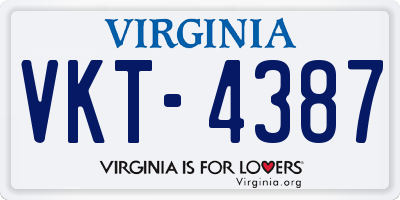 VA license plate VKT4387