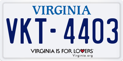 VA license plate VKT4403