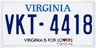 VA license plate VKT4418