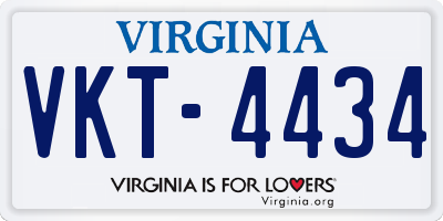 VA license plate VKT4434