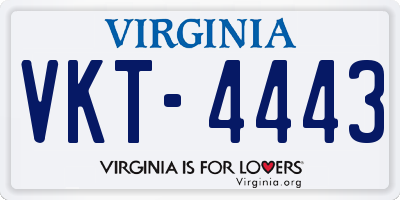 VA license plate VKT4443